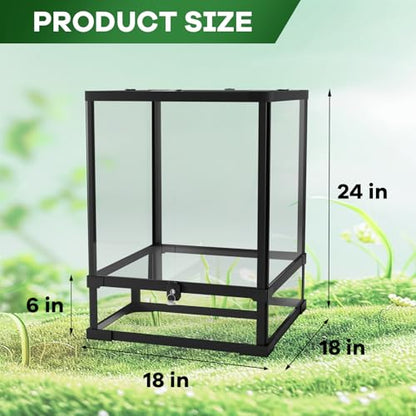67 Gallon Glass Reptile Tank 24"x18"x36", Tall Reptile Terrarium with Top Screen Ventilation & Double Hinge Door & Water-Tight Base for Bearded Dragon, Chameleon, Tree Frogs