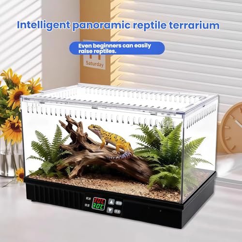 Smart Reptile Terrarium 11.8"x7.8"x10" with Thermostat | Leopard Gecko Tank, Heat/Cold Gradient, High Transparency Acrylic, Fast Heating Aluminum, Stackable for Snake/Lizard - color: White constant temperature feeding box