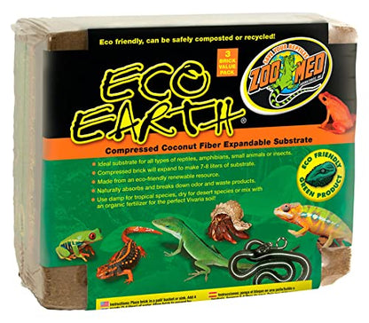 DBDPet Zoomed Eco Earth 3 Brick Compressed Coconut Fiber Substrate (1 Pack) - size: 1 Pack