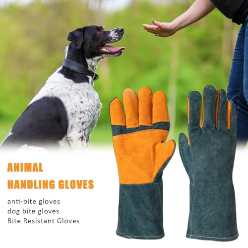 Animal Handling Gloves - Protective Pet Grooming Mitts, Scratch Resistant Cat Safety Gear | Reptile Handling Glove Leather, Puncture Proof Dog Training Gloves for Veterinary Use Wildlife Care - color: A