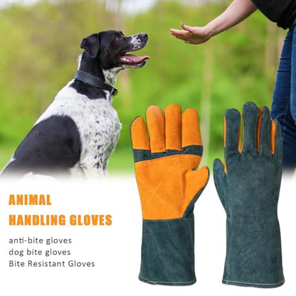 Animal Handling Gloves - Protective Pet Grooming Mitts, Scratch Resistant Cat Safety Gear | Reptile Handling Glove Leather, Puncture Proof Dog Training Gloves for Veterinary Use Wildlife Care - color: A