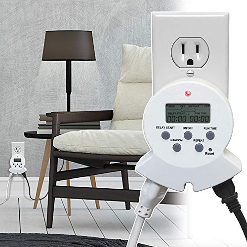 Clear Power Indoor Timer, 2 Grounded Outlet EZ Digital Timer for Clamp, Grow Light, Aquarium, White, Grounded Plug, 2-Pack,DCIT-00022P-DC - style: Digital Timer