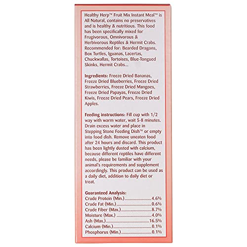 Healthy Herp Fruit Mix Instant Meal Reptile Food - Bearded Dragon Accessories & Bearded Dragon Food - Nutritious Blend for Bearded Dragons, Box Turtles, Tortoises, Hermit Crabs - 7 x 0.21 oz (6g) Cups - size: 1.47 Ounce (Pack of 1), style: 7-Pack Cups