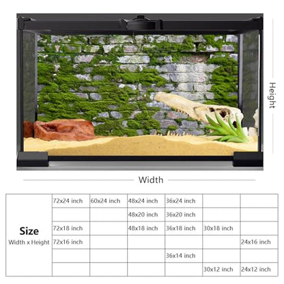 YongFoto Reptile Terrarium Background 30x12 inch Reptile Tank Background Brick Wall Green Moss Reptile Habitat Background Bearded Dragon Fish Tank Aquarium Background Backdrop - color: Gray-Green, size: 30x12in/75x30cm