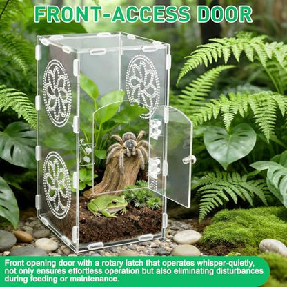 Jumping Spider Enclosure, 11.8"x5.5"x5.9" Acrylic Terrarium Praying Mantis Enclosure with Front Door, Jumping Spider Habitat for Tarantula, Snail, Lizard, Crabs and Small Reptiles