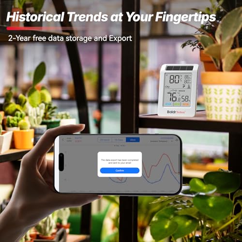 WiFi Thermometer Hygrometer, Wireless Indoor Outdoor Temperature Humidity Monitor, Solar Boost, 3.9" Large Screen, App Alerts for Home, Greenhouse, Pipe Protection, Cellar & Baby Room