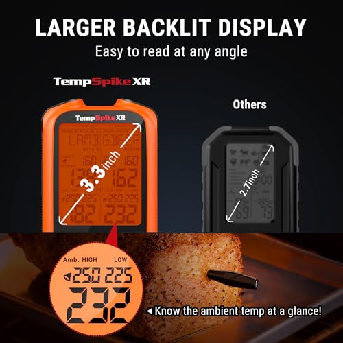 TempPro TempSpike 1000FT Wireless Meat Thermometer Digital with 2 Upgraded Ultra-Thin Probes, Kitchen Food Thermometer Cooking, Turkey, Smoker, BBQ, Grill Gift for Dad Husband (Previously ThermoPro) - style: 1000ft