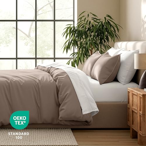 Bare Home Bedding Duvet Cover Extra Long Size - Premium 1800 Super Soft Collection - Lightweight, Cooling Duvet Cover - Soft Breathable Bedding (Twin/Twin XL, Taupe) - color: 09 - Taupe (No Comforter), size: Twin/Twin XL