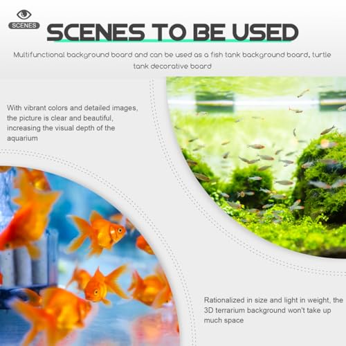 Zerodeko 3D Rock Aquarium Background Board 17.71X11.81X1.96In Reptile Tank Decorative Backdrop for Turtle Lizard Gecko Chameleon Fish Tank