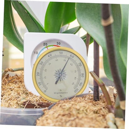 Analog Round Hygrometer 72mm Gold Mechanical Humidity Meter 2% rh Resolution No Battery Needed for Reptile Terrarium Guitar Case Indoor Humidity Monitoring