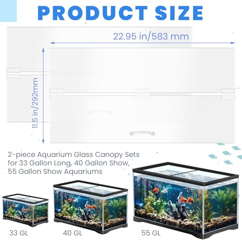 Sieral Aquarium Lids Polycarbonate Canopy 2 Pieces Set 22.95 x 11.5 x 0.12 inch for 33/40/55 Gallon with Center Brace Aquariums Cover Fish Tank Lid with a Hook Knife, Clear - color: Clear, size: 48 x 13 Inch