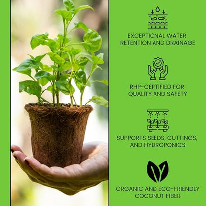 Nutrifield Coco Mega Brick 5kg | Compressed Coconut Coir Block Expands to 55L | Premium Quality Hydroponic Growing Medium, Pre-Buffered, Low EC Substrate for Indoor Outdoor Plants