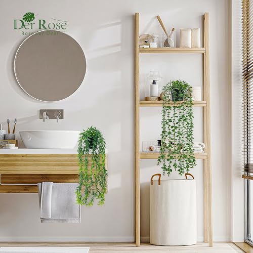 Der Rose 6Pcs Fake Hanging Plants Artificial Vines Faux Hanging Plants Indoor for Bathroom Kitchen Wall Bookshelf Outdoor Decor