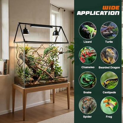 MECESOR Adjustable Reptile Lamp Stand - Triangular Reptile Light Stand with 3 Lengths for Terrariums,Heat Lamp Stand for Reptiles Tank,Stable & Space-Saving 18.5-47.2 in