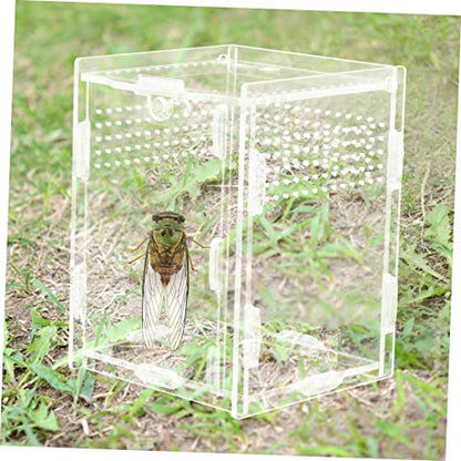 Acrylic Reptile Breeding Box Transparent Clear Feeding Terrarium for Reptiles Durable Ventilated Case for Snakes Lizards and Geckos - size: 10x8cm