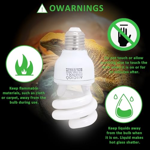 Aiicioo UVB Reptile Light 5.0 13W Desert UVB Spiral Compact Fluorescent Lamp UVB Reptile Light Bulb Tropical and Sub-Tropical UVB Bulb for Reptiles Bearded Dragons Lizards - size: UVB 5.0 13W