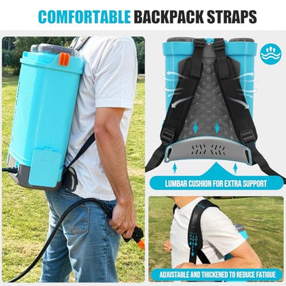 SideKing Battery Powered Backpack Sprayer 4 Gallon, 0-100 PSI Adjustable Pressure Sprayer Compatible with Makita 18V Battery, Electric Sprayer with Wand, 5 Nozzles, 2.6Ah Battery&Charger Included - size: 4.2 Gallon