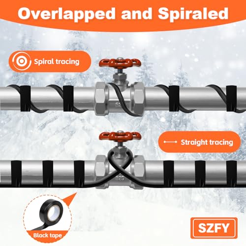 3FT Heat Tape for Water Pipes, -40°F Deicing Cable,Pipe Heating Cables for Roof,Gutter，Farm，Freeze Protetion Heat Trace Cable, Heated Water Hose,Plumbing Fixtures,120V 5W/FT - size: 2.5FT