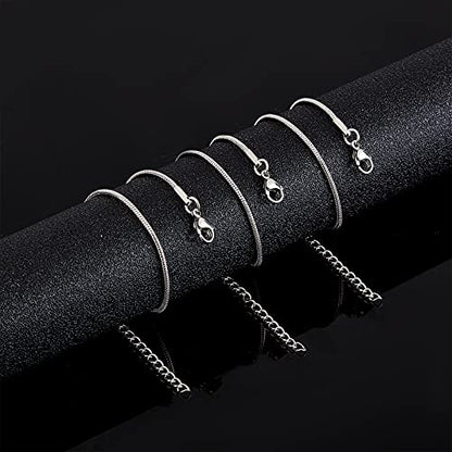 PH PandaHall 10pcs 7.48" Adjustable Slider Chain Bracelet Stainless Steel Snake Chain Bracelets Round Snake Chain Lobster Claw Clasps for Jewelry Accessories DIY Making