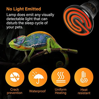 Simple Deluxe 25W/40W/50W/150W/250W Ceramic Heat Emitter Reptile Heat Lamp Bulb No Light Emitting Brooder Coop Heater for Amphibian Pet & Incubating Chicken, 50W(Mini), Black/1-Pack - size: 50 W, style: Mini 1-Pack