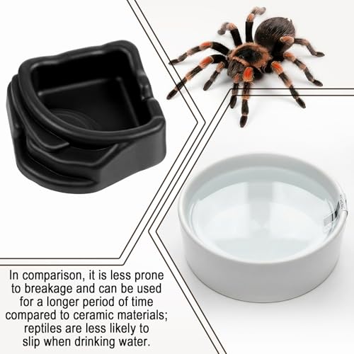 6 Pcs Spider Micro Water Bowls, Tarantula Enclosure Accessories, Mini Resin Dish for Tarantula, Spider, Millipede and Tiny Reptiles, Small Reptile Food Dish Bowl (1.65" D, 0.59" H)