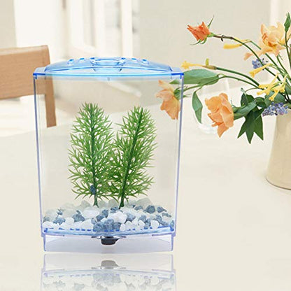 Mini Fish Tank Aquarium | Transparent Acrylic Breeding Box & Hatching Incubator | Isolate Sick Fish/Guard Fry/Grow Plants | with Sediment Groove & Ventilation Cover