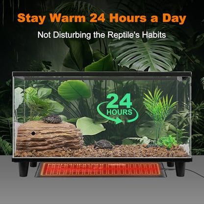 LUCKY HERP Reptile Heat Pad 8x18 Inch 24W Under Tank Terrarium Heating Mat, Reptile Heat Mat, Reptile Heating Pad for Turtle, Lizard, Hermit Crab, Frog, Snake - size: 8" X 18"