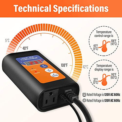 iPower 2 Pack Heat Mat Controller with Digital Thermostat for Plants Germination and Indoor Seed Starting, 1000W-Orange, Black - size: 1000W-Orange, style: 2 Pack
