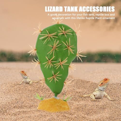 Reptile Cactus Artificial Plant for Terrarium Decor, Sturdy Plastic Reptile Tank Ornament, Desert Habitat Decoration for Amphibians and Lizards