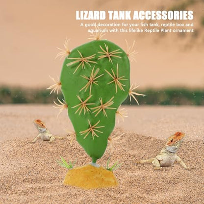 Reptile Cactus Artificial Plant for Terrarium Decor, Sturdy Plastic Reptile Tank Ornament, Desert Habitat Decoration for Amphibians and Lizards