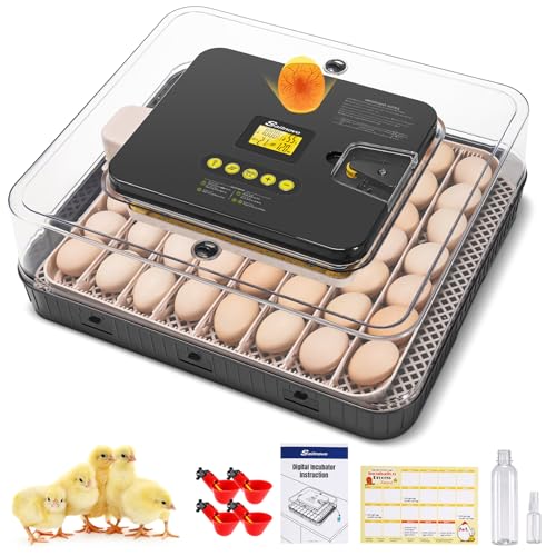 Sailnovo 56 Egg Incubator for Hatching Eggs with Egg Candler, Temperature Control, Automatic Egg Turning and Auto Humidification, Large Egg Incubator for Chicken(Grey+18.7'' x 16.14'' x 6.3'') - color: Grey
