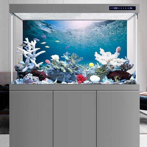 AWERT 24x12 inches Polyester Undersea Theme Ocean Floor Aquarium Background Tropical Fish Tank Background - size: 24x12in/60x30cm