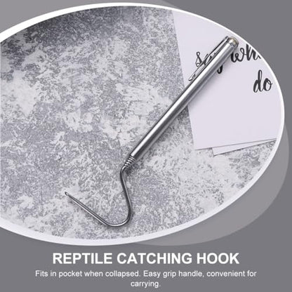 PRETYZOOM 2pcs Stainless Steel Telescoping Snake Hooks 71cm Extendable Reptile Catching Tools for Handling Snakes and Reptiles