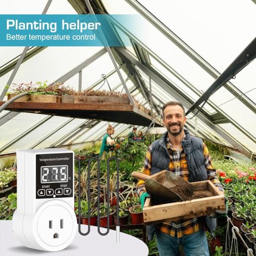 Temperature Controller Plug Socket LCD Screen with Waterproof Sensor Probe for Reptile Home US Plug
