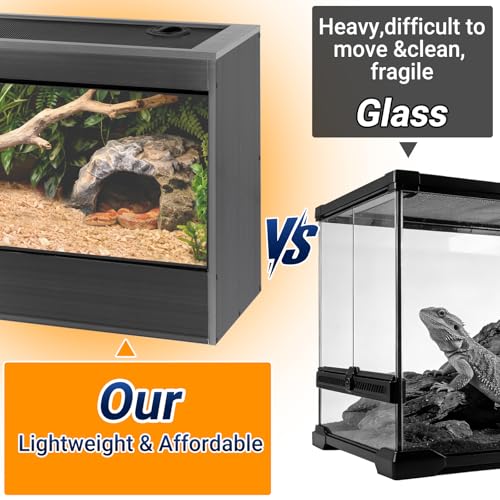 50 Gallon Reptile Enclosure, 36x18x18 Composite Wood & Plastic Eco Reptile Tank Terrarium, 36" Wide Lightweight Reptile Habitat Lounge for Ball Python Bearded Dragon Gecko Turtle - size: 36x18x18 inch