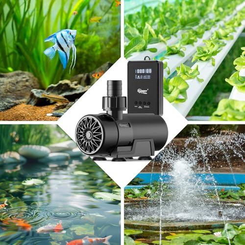 hygger 15W-100W Water Pump with Controller (Up to 3430GPH), Submersible/Inline Return Pump with Adjustable Mode/Flow, 2 Fountain Pump with 2 Inlet Cover and 3 Nozzles, for Fish Tank, Pond, Aquarium - size: 1321GPH-45W