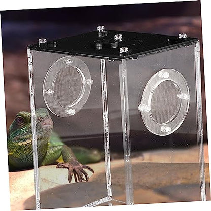 ORFOFE Reptile Breeding Box Professional Transparent Reptile Tank for Snakes Lizards Spiders and More Ventilated Acrylic Habitat with Full View Design for Easy Observation
