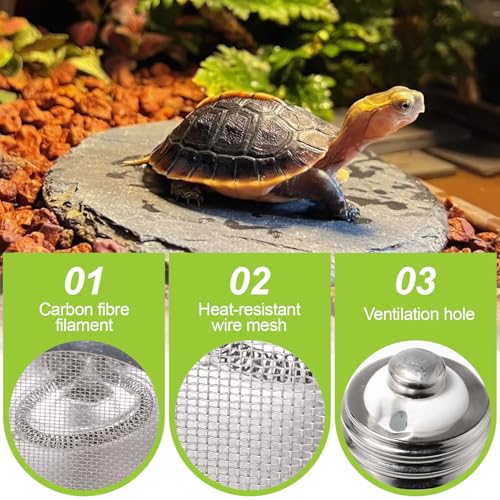 Deep Heat Projector for Reptiles 75W, Carbon Fiber Infrared Heat Lamp Bulb, Virtually No Visible Light Basking Heater for Bearded Dragon, Turtle, Gecko, Snake