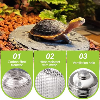 Deep Heat Projector for Reptiles 100W, Carbon Fiber Infrared Heat Lamp Bulb, Virtually No Visible Light Basking Heater for Bearded Dragon, Turtle, Gecko, Snake
