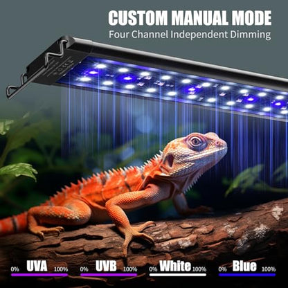 18-Inch LED UVA UVB Light for Reptiles with Controller, Full Spectrum UVA & UVB Reptile Light with Auto 24-Hour Cycle Timer & 10 Dimmable for Bearded Dragons, Turtles, Frogs, Snakes, Plants - size: 18 INCh