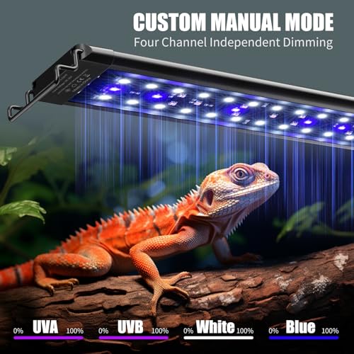 8-Inch LED UVA UVB Light for Reptiles with Controller, Full Spectrum UVA & UVB Reptile Light with Auto 24-Hour Cycle Timer & 10 Dimmable for Bearded Dragons, Turtles, Frogs, Snakes, Plants - size: 8 INCh