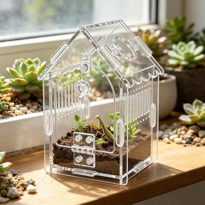 Reptile Breeder Box, Transparent Animal Container Tank, Ventilated Terrarium for Small Pets Secure Escape Proof Design, Easy Feeding Observation Habitat Gecko Frog Snake Use