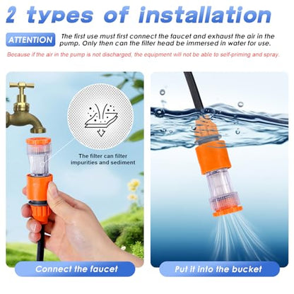 Portable Misting System, Outdoor Misting Cooling System, Misters for Outside Patio, Greenhouse, Garden, Farm, with Booster Pump and 20 Nozzles, The Device Can Regular Intermittent Work
