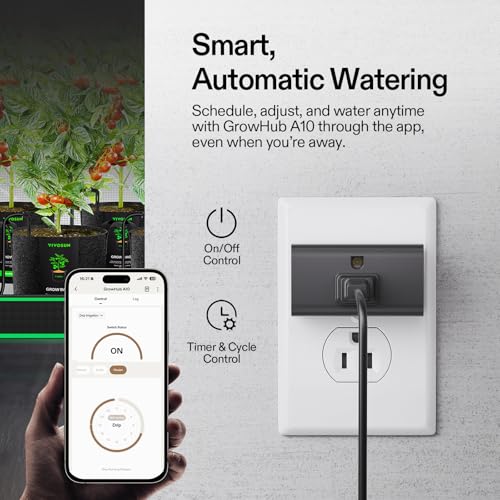 VIVOSUN Automatic Drip Irrigation Kit, Smart Watering System with 16 Drip Emitters, 4mm Fast Flow, App-Controlled A10 GrowHub, Quiet 15W Pump, Anti-Siphon & Filtered for Indoor Plants - style: Smart Drip Irrigation