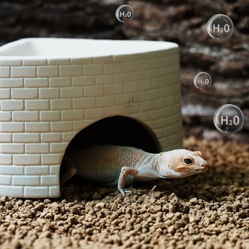 Reptiles Hideout Humidification Cave Reptile Moisture Hide Corner Humid Hide House for Leopard Geckos, Snakes, Lizards, Frogs