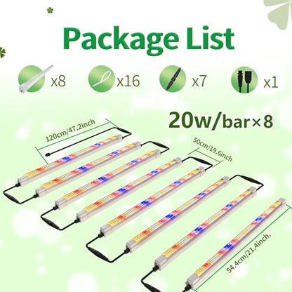 FARMLITE Grow Lights for Indoor Plants Full Spectrum Grow Light Strips for Indoor Plants Grow Lamp Led Seeding Grow Light (8 Pack) - size: 8 Pack