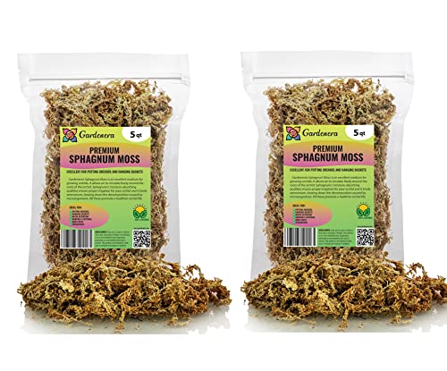 GARDENERA Premium Sphagnum Moss - 10 Quart - Organic Hand Mixed New Zealand Long Fibered Sphagnum Moss Orchid (2 Bags of 5 Quart) - size: 10 QUART