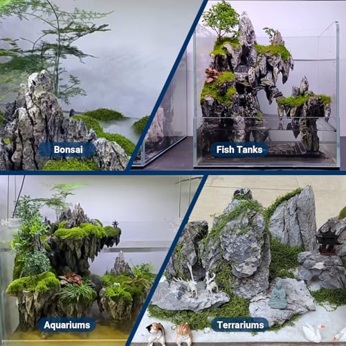 Seiryu Stone Natural Stone Rocks Fish Tank Decor Rocks for Aquariums Landscaping Model Tank Decoration Aquarium Miniature -20lb (2-8 inch) - size: 20Lb (2-8 inch)