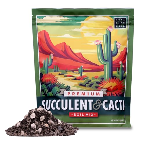 Premium Succulent Soil Mix for Indoor & Outdoor Plants - Fast-Draining Potting Soil for Succulents, Cacti, & Houseplants - Natural Blend with Pumice for Optimal Plant Growth - 4 Quarts