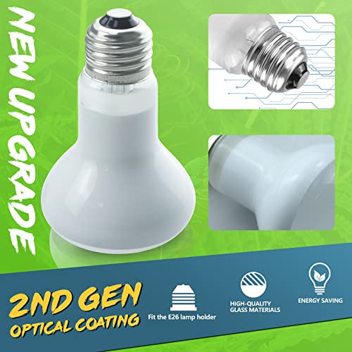 LUCKY HERP 2 Pack 50W Reptile Heat Lamp Bulb (2nd Gen), Amphibian Basking Light Bulb, Reptile Daylight Bulb for Turtle, Bearded Dragon, Lizard Heating Use - color: 2nd Gen 50w Heat Lamp, size: 2nd Gen Reptile Heat Lamp